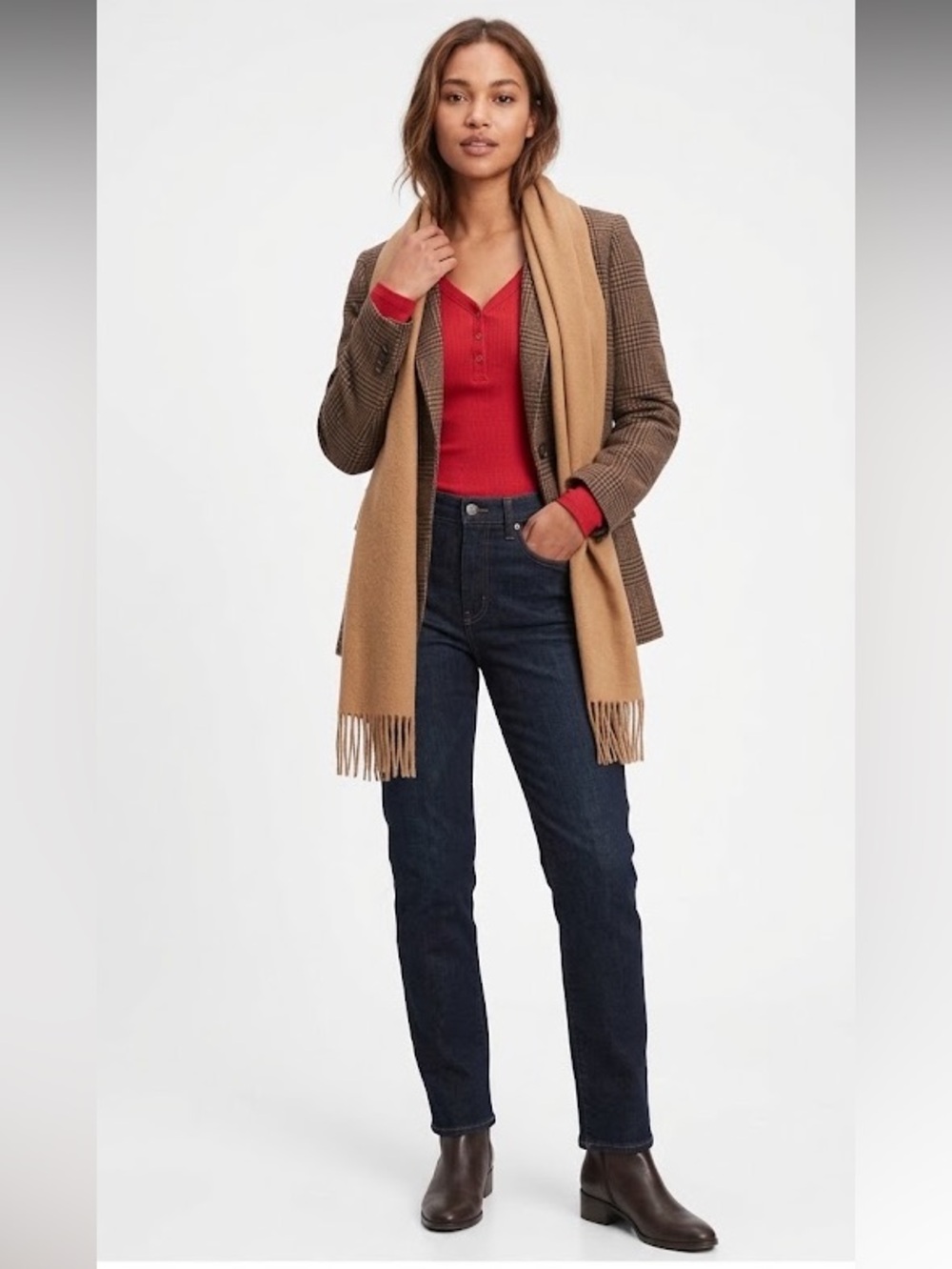 NWT GAP Red Ribbed Long Sleeve Henley Top